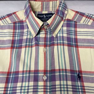 Ralph‎ Lauren Polo Shirt Mens Size L Large Red Blaire Twill 100% Cotton Preppy